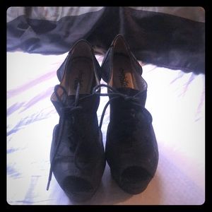 Charlotte Russe Black wedge, size 7
